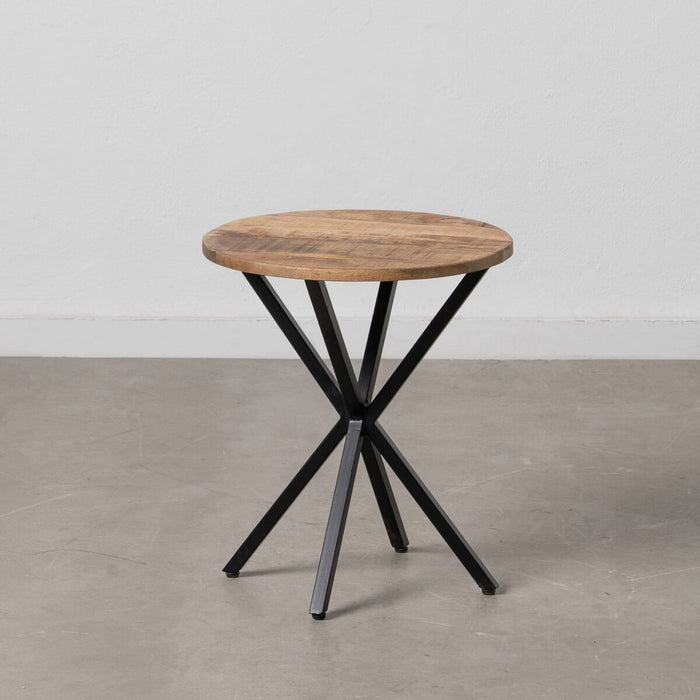 Masa laterală Negru Natural Lemn Metal Fier lemn și metal Lemn de mango 43 x 43 x 49 cm