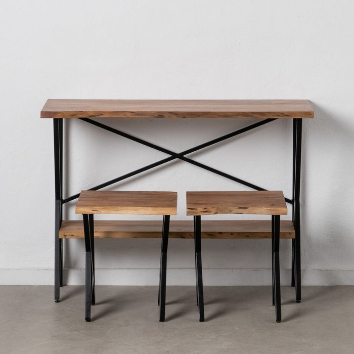 Mobilier pentru Hol 107 x 36 x 77 cm Natural Metal Lemn (3 Unități)