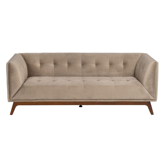 Canapea 198 x 81 x 72 cm Șampanie Țesut Sintetic Lemn Кадифе