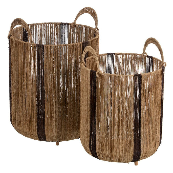 Set de Coșuri Maro Natural Iută 35 x 35 x 48 cm (2 Piese)