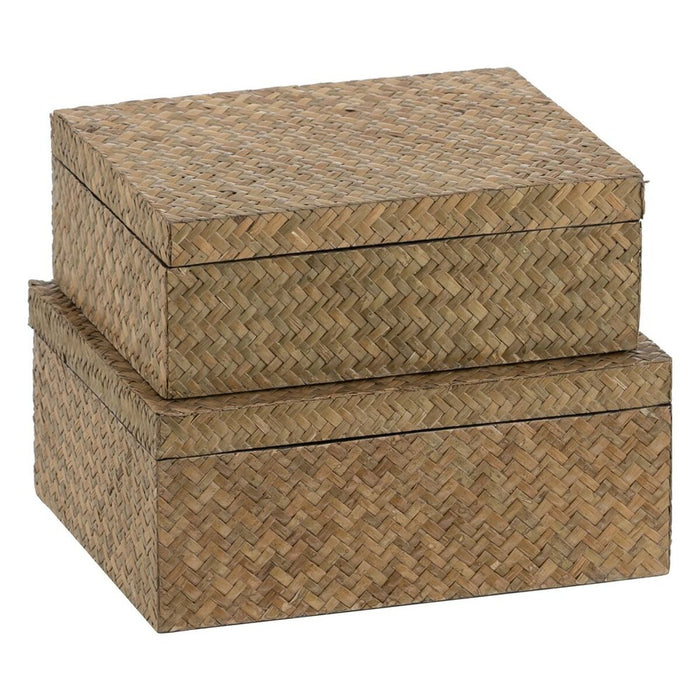 Set de Cutii Decorative Bej DMF 24 x 19 x 10 cm (2 Unități)