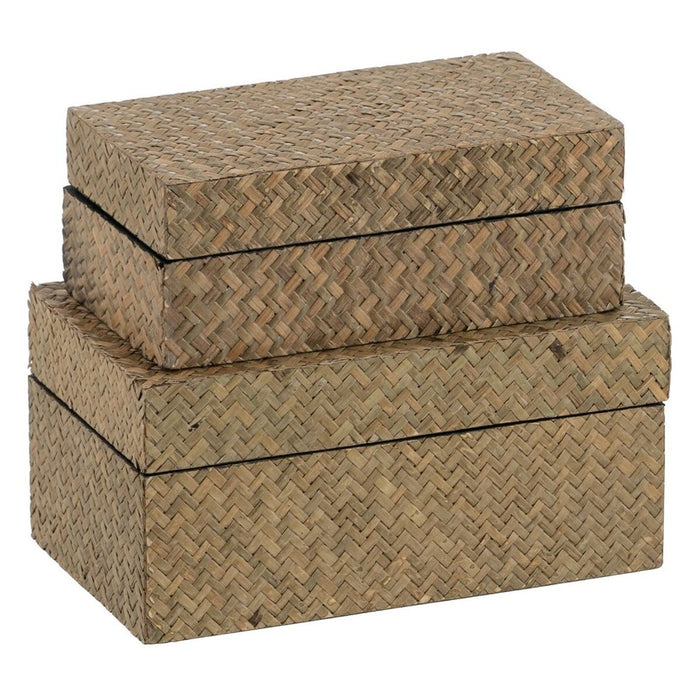Set de Cutii Decorative Bej DMF 25 x 15 x 12 cm (2 Unități)
