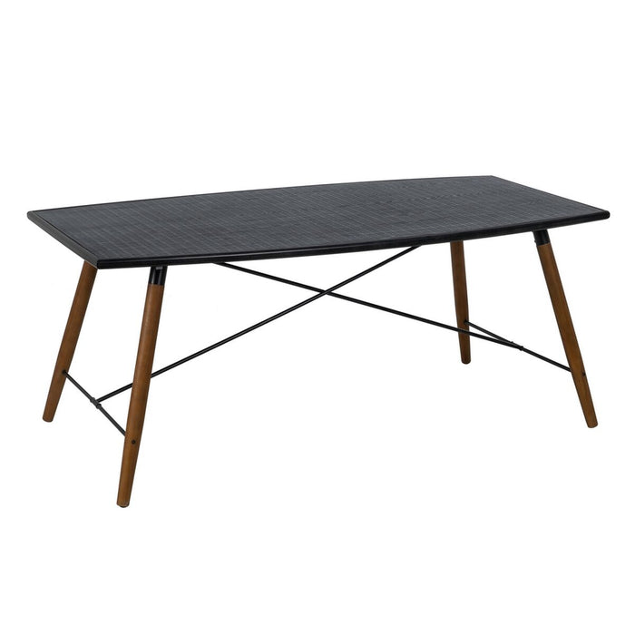 Masă de Sufragerie OSLO Negru Natural Lemn Fier Lemn MDF 179 x 90 x 75 cm