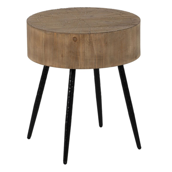 Măsuță Laterală Negru Natural Fier Lemn MDF 47 x 47 x 55 cm