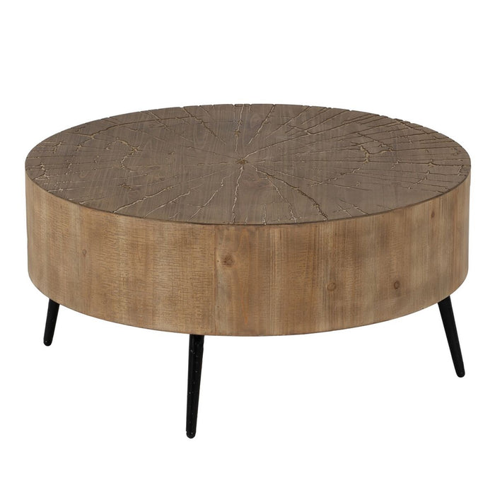 Masa de Cafea Negru Natural Fier Lemn MDF 80 x 80 x 38,5 cm