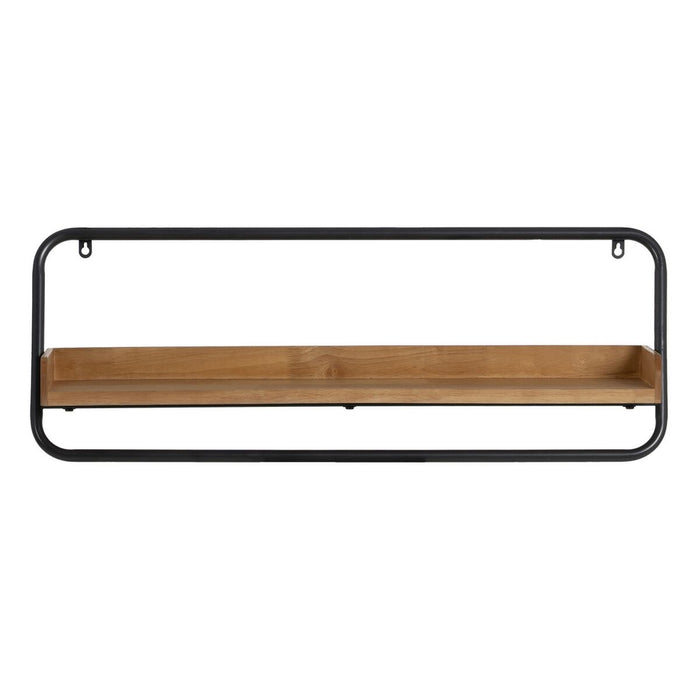Raft Negru Natural Fier Lemn de cauciuc 80 x 18 x 36 cm