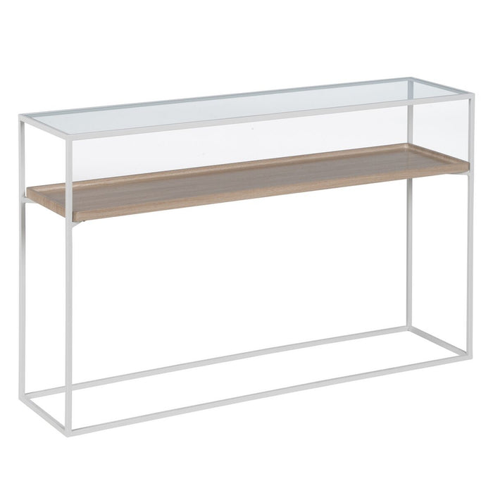 Consolă Alb Natural Geam Fier Lemn MDF 120 x 30 x 75 cm