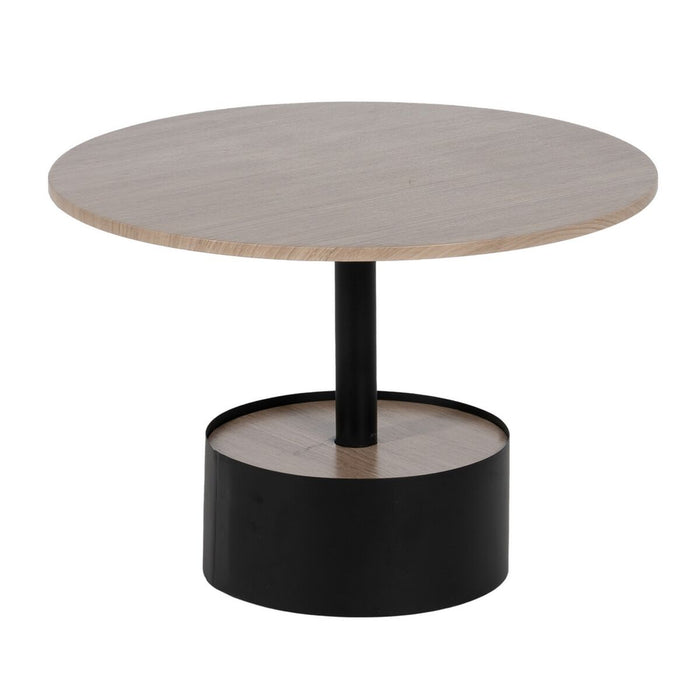 Masa de Cafea Negru Natural Fier Lemn MDF 65 x 65 x 37,5 cm