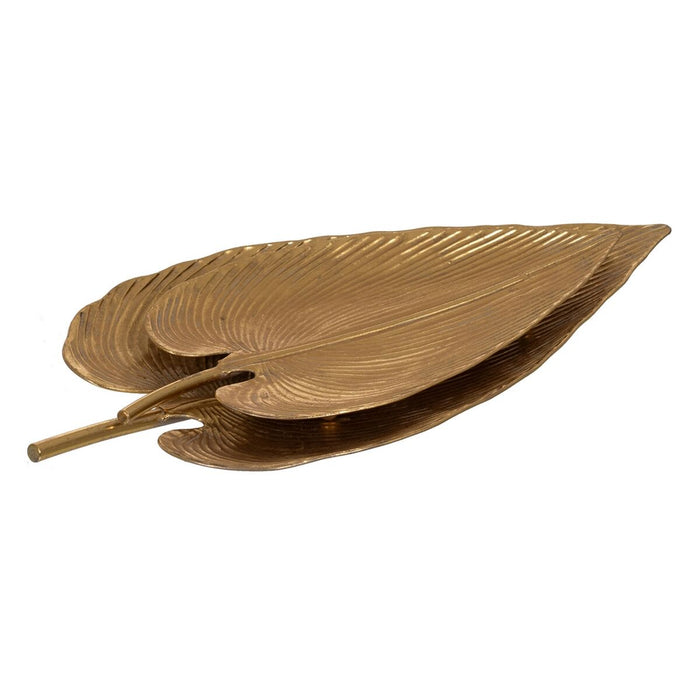 Tavă pentru gustari Auriu* Fier Frunze 72,5 x 36,5 x 5 cm (2 Unități)
