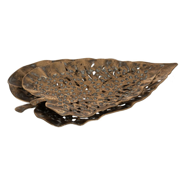 Tavă pentru gustari Auriu* Fier Frunze 53,5 x 34 x 5,5 cm (2 Unități)