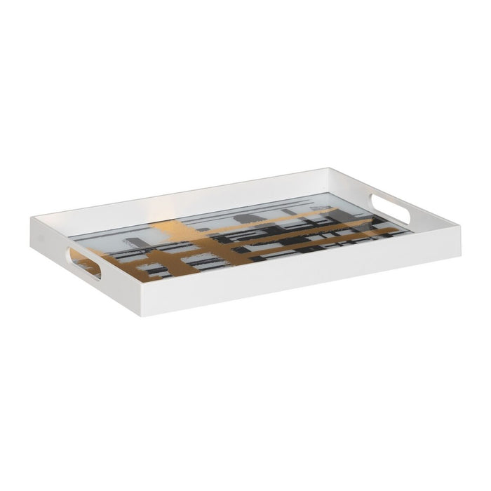 Tavă pentru gustari Alb Negru Auriu* PVC Geam Abstract 45 x 31 x 4,2 cm (2 Unități)