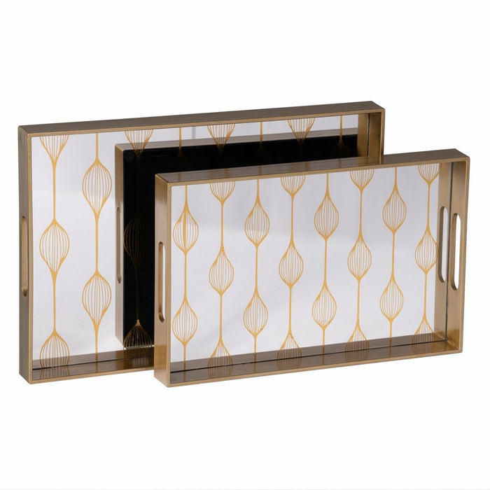 Tavă pentru gustari Auriu* PVC Geam 45 x 31 x 4,2 cm (2 Unități)