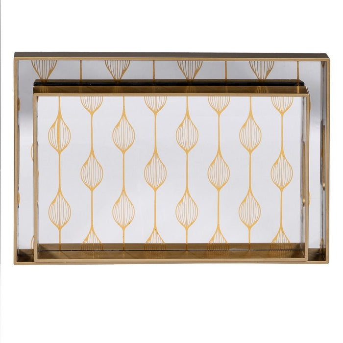 Tavă pentru gustari Auriu* PVC Geam 45 x 31 x 4,2 cm (2 Unități)