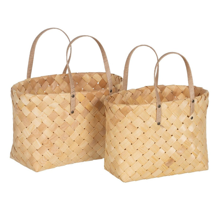 Set de Coșuri Natural Lemn 50 x 22 x 28 cm (2 Unități)