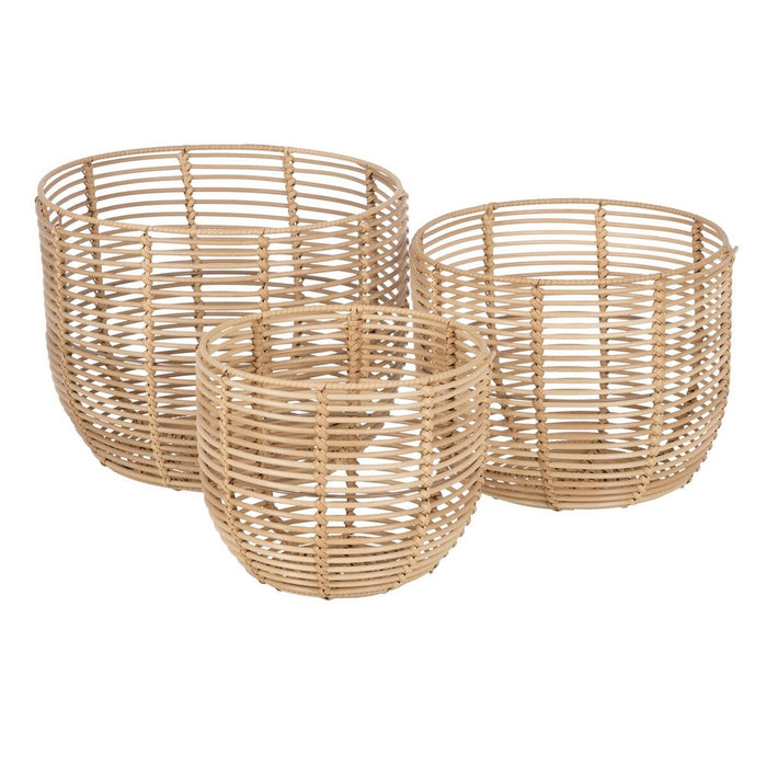 Set de Coșuri Natural Rășină 35 x 35 x 29 cm (3 Piese)