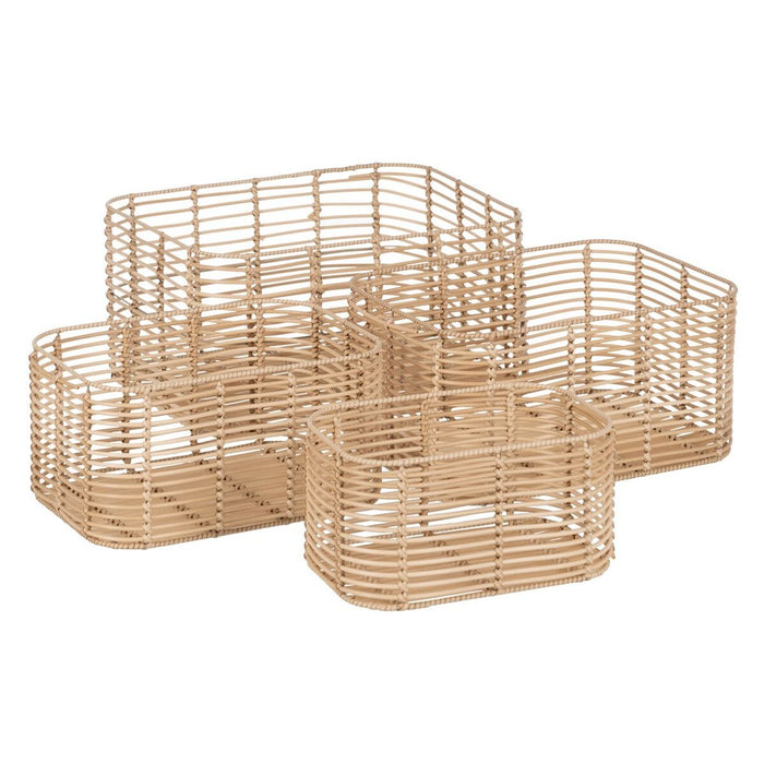 Set de Coșuri Natural Rășină 46 x 35 x 23 cm (4 Unități)