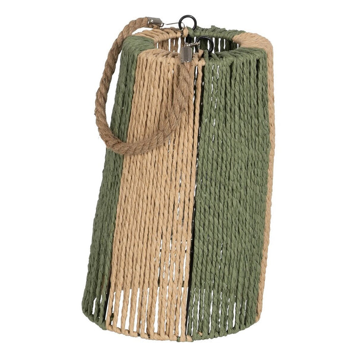 Lucerna Suport de Lumânări Lucerna Verde Bej Metal Hârtie Geam 19 x 19 x 30 cm