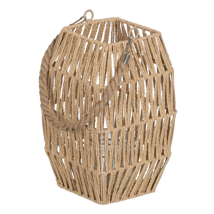 Lucerna Suport de Lumânări Lucerna Bej Metal Hârtie Geam 16,5 x 16,5 x 25,5 cm