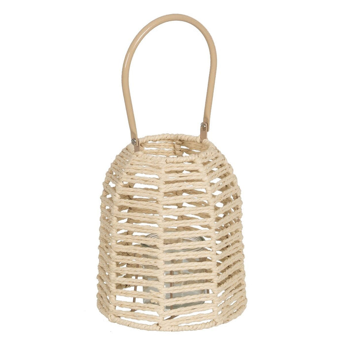 Lucerna Suport de Lumânări Lucerna Crem Metal Hârtie Geam 18 x 18 x 20,5 cm