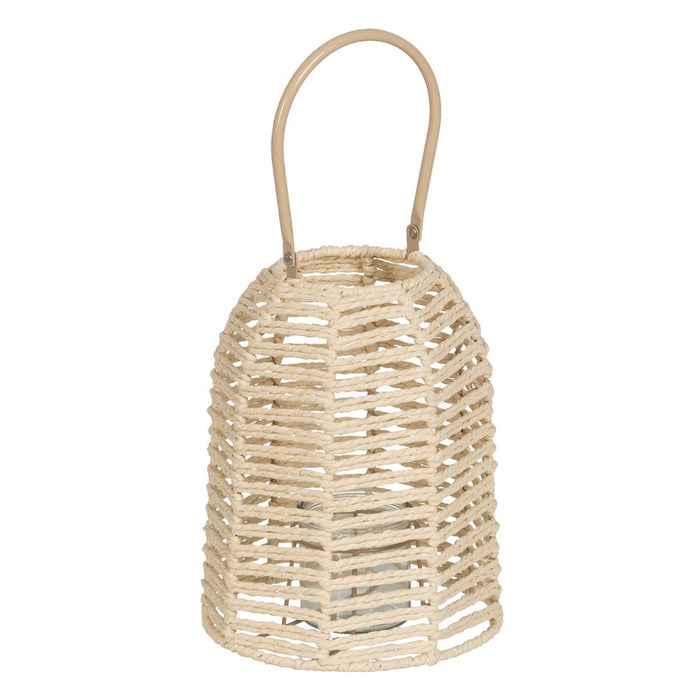 Lucerna Suport de Lumânări Lucerna Crem Metal Hârtie Geam 20,5 x 20,5 x 25,5 cm