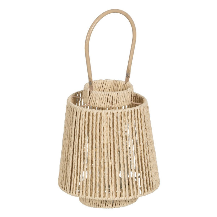 Lucerna Suport de Lumânări Lucerna Crem Metal Hârtie Geam 21 x 21 x 25,5 cm