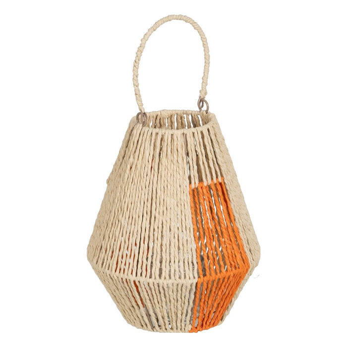 Lucerna Suport de Lumânări Lucerna Portocaliu Crem Metal Hârtie Geam 23 x 23 x 28 cm