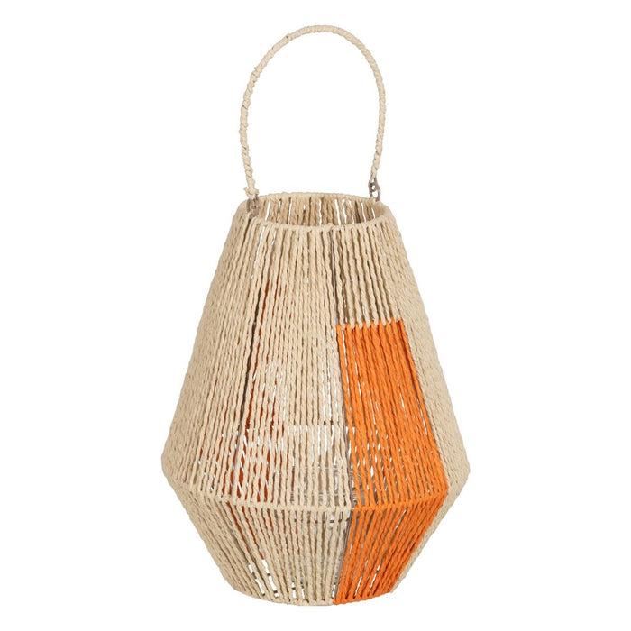 Lucerna Suport de Lumânări Lucerna Portocaliu Crem Metal Hârtie Geam 31,5 x 31,5 x 39 cm