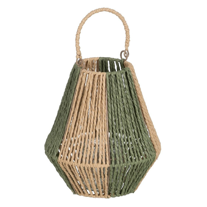 Lucerna Suport de Lumânări Lucerna Verde Bej Metal Hârtie Geam 21,5 x 21,5 x 23 cm