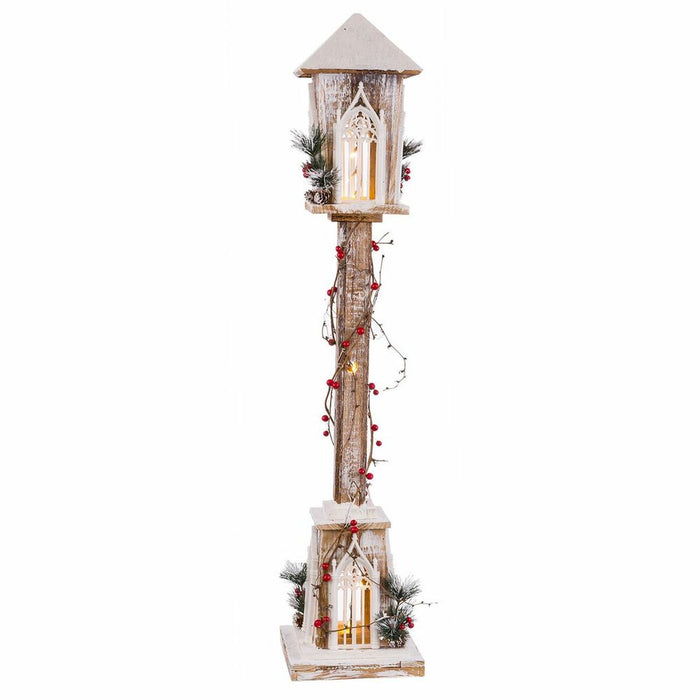 Ornament de Crăciun Alb Verde Natural Lemn Plastic Lucerna 21 x 21 x 100 cm