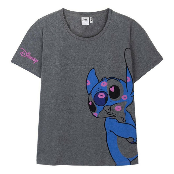 Tricou cu Mânecă Scurtă Femei Stitch Gri închis Gri