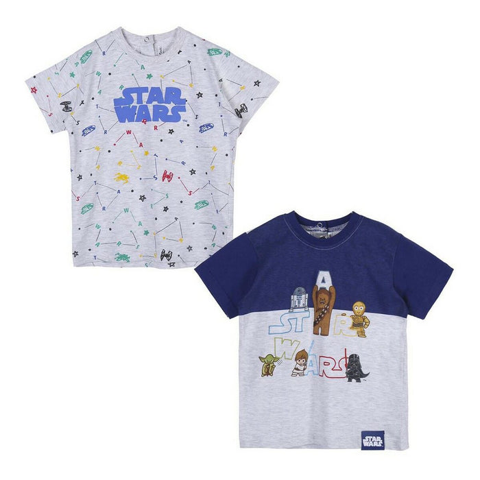 Tricou cu Mânecă Scurtă pentru Copii Star Wars Gri 2 Unități