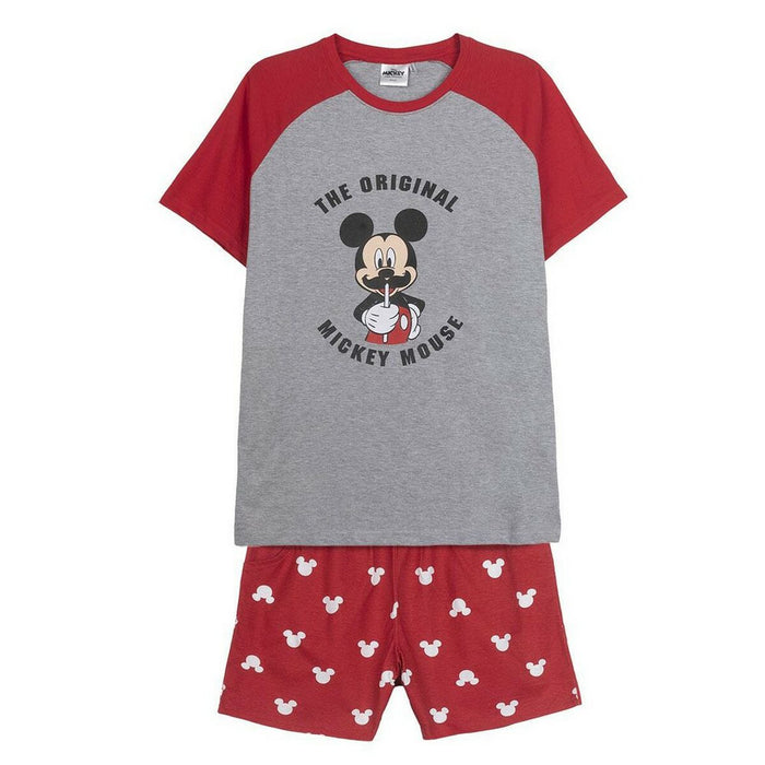 Pijamaua de Vară Mickey Mouse Roșu (Adulți) Bărbați Gri