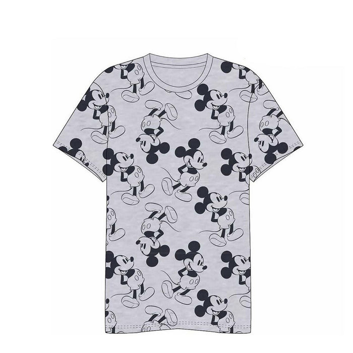 Tricou cu Mânecă Scurtă Bărbați Mickey Mouse Gri Adulți