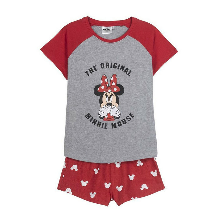 Pijamaua de Vară Minnie Mouse Roșu Femeie Gri