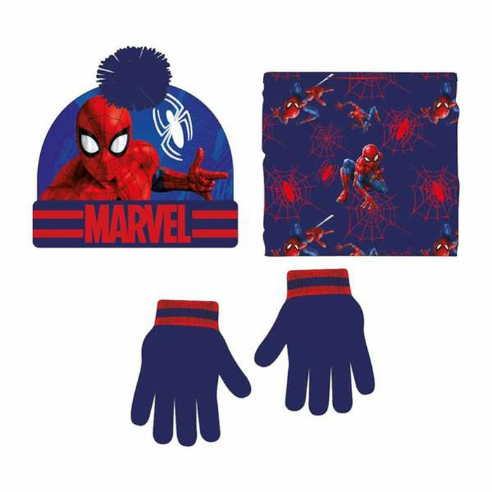 Căciulă, Mănuși și Gâtar Spiderman 3 Piese Albastru