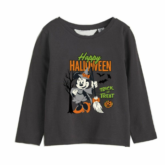 Tricou cu Mânecă Lungă pentru Copii Minnie Mouse Halloween Gri închis