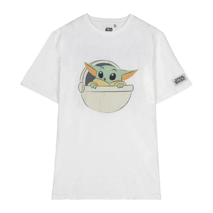 Tricou cu Mânecă Scurtă pentru Copii The Mandalorian Alb