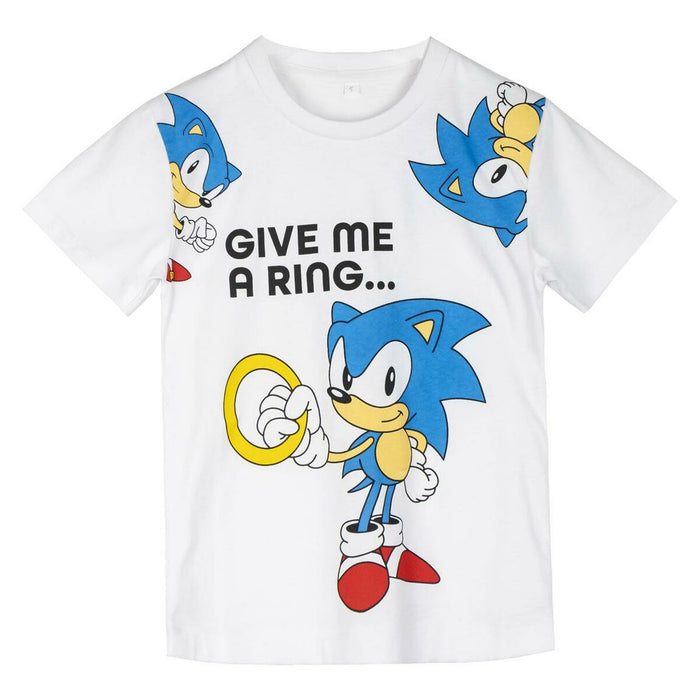 Tricou cu Mânecă Scurtă pentru Copii Sonic Alb