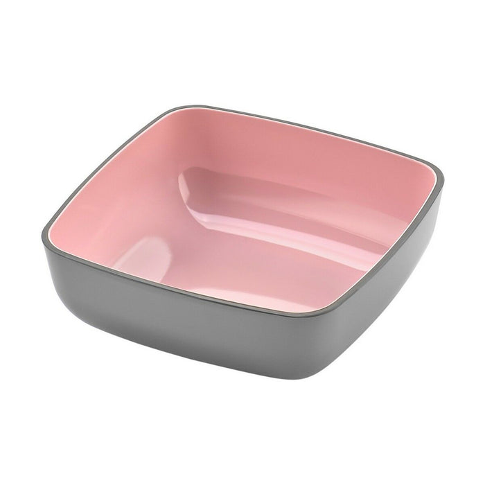 Castron Melamina Roz/Gri Pătrat 13 x 13 x 4 cm