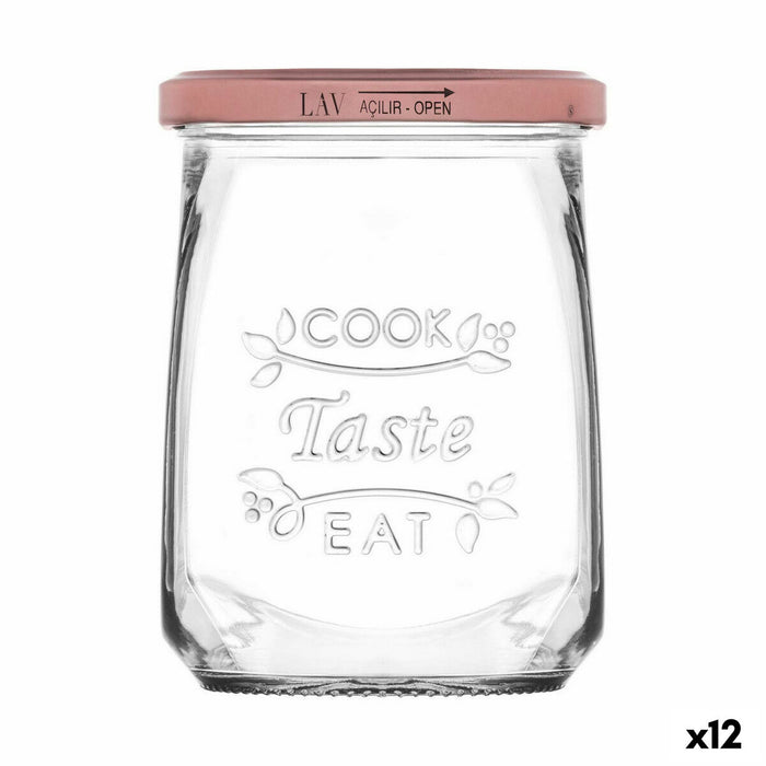 Borcan din Sticlă Transparentă Inde Tasty Cu Capac 550 ml (12 Unități)