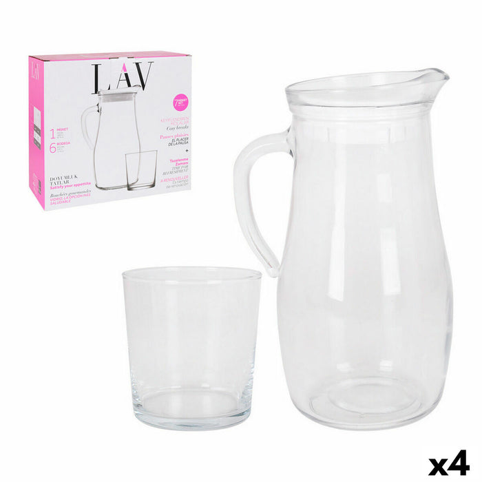 Set LAV Carafă Ochelari Geam 7 Piese (4 Unități) (7 pcs)