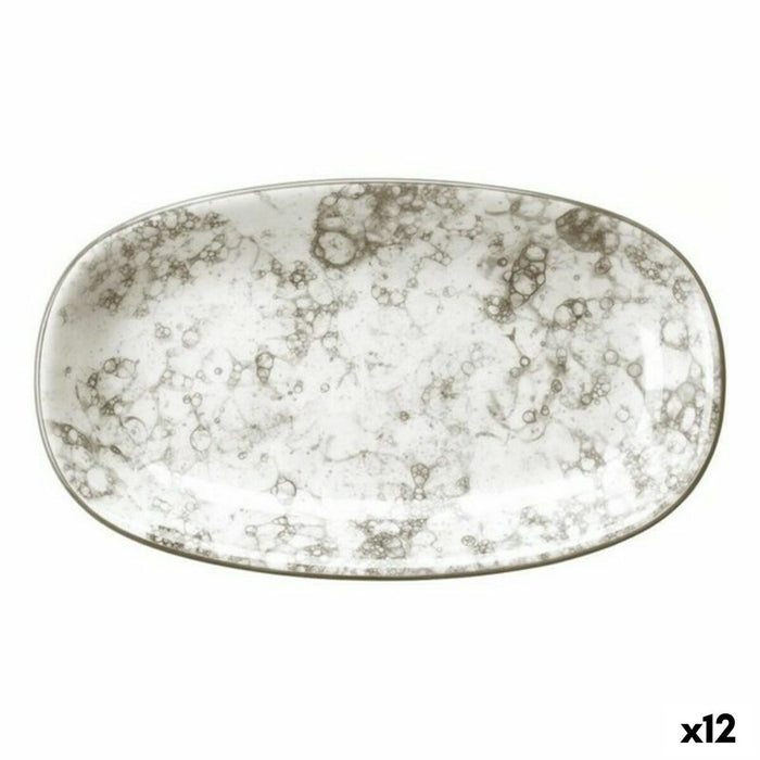 Tavă pentru gustari Viejo Valle Rocks Porțelan Maro 15 x 8,7 x 2,3 cm (12 Unități)