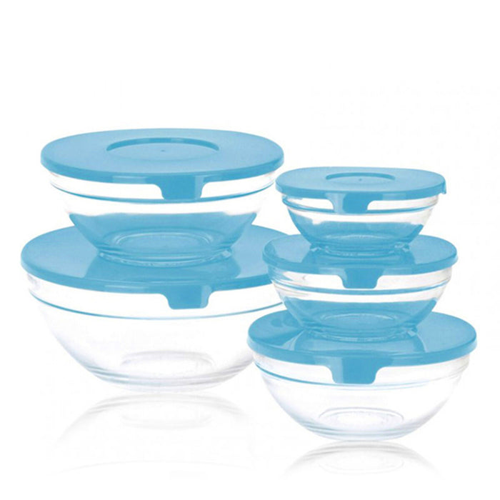Set de 5 Cutii pentru Prânz Glass EH Albastru Transparent