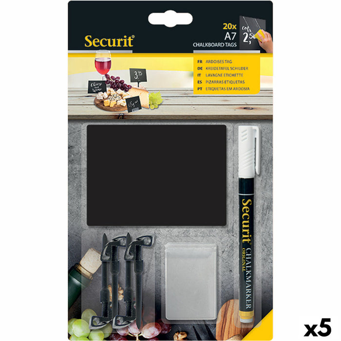 Slate Securit Cu suport Set 7,4 × 10,5 cm 20 Unități Negru