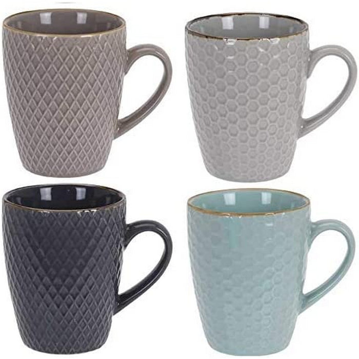 Set de Căni de Cafea Excellent Houseware Geometric Gresie 4 Piese 300 ml