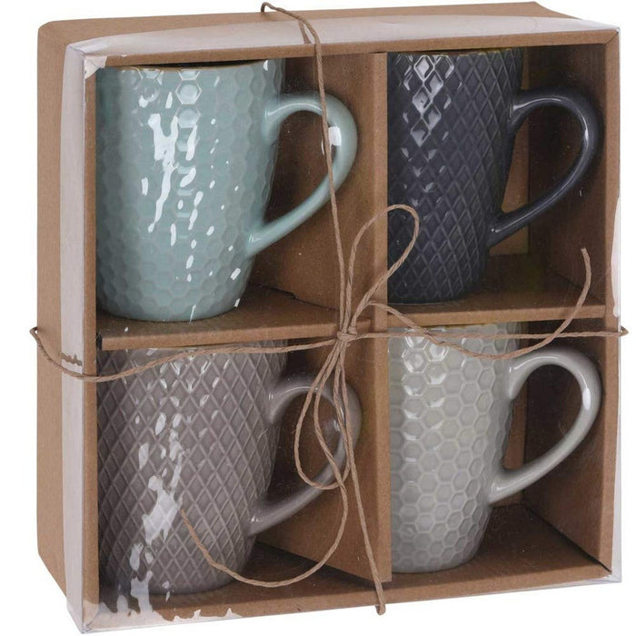 Set de Căni de Cafea Excellent Houseware Geometric Gresie 4 Piese 300 ml