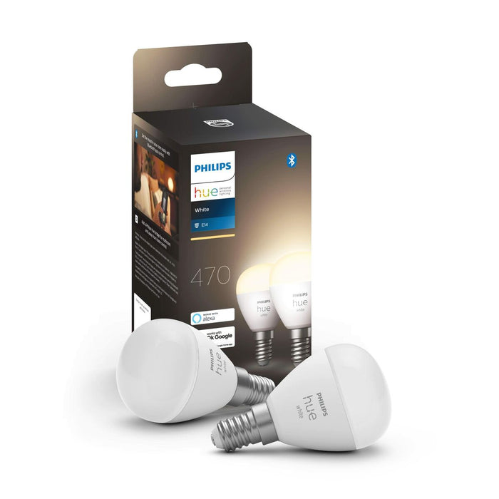 Bec Inteligent Philips Bombilla esférica P45 E14 pack de 2