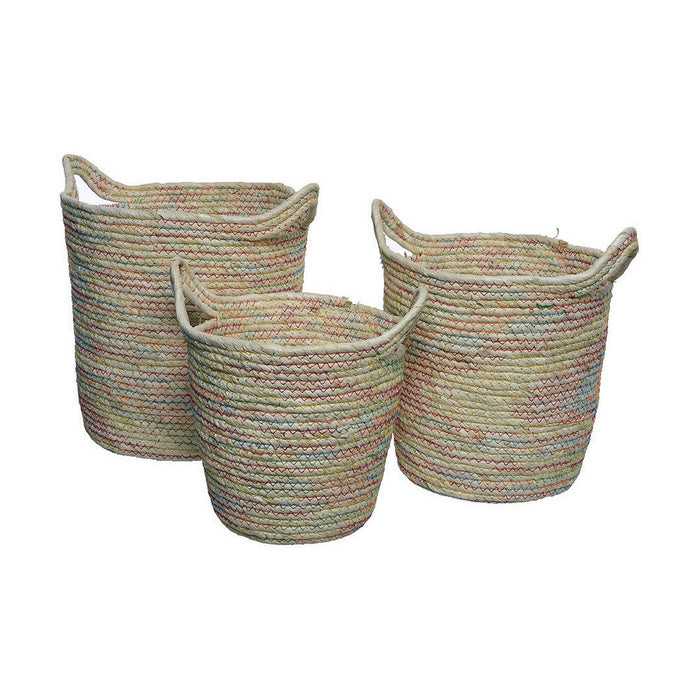 Set de Coșuri Decoris Cu mânere Nisip răchită 3 Piese