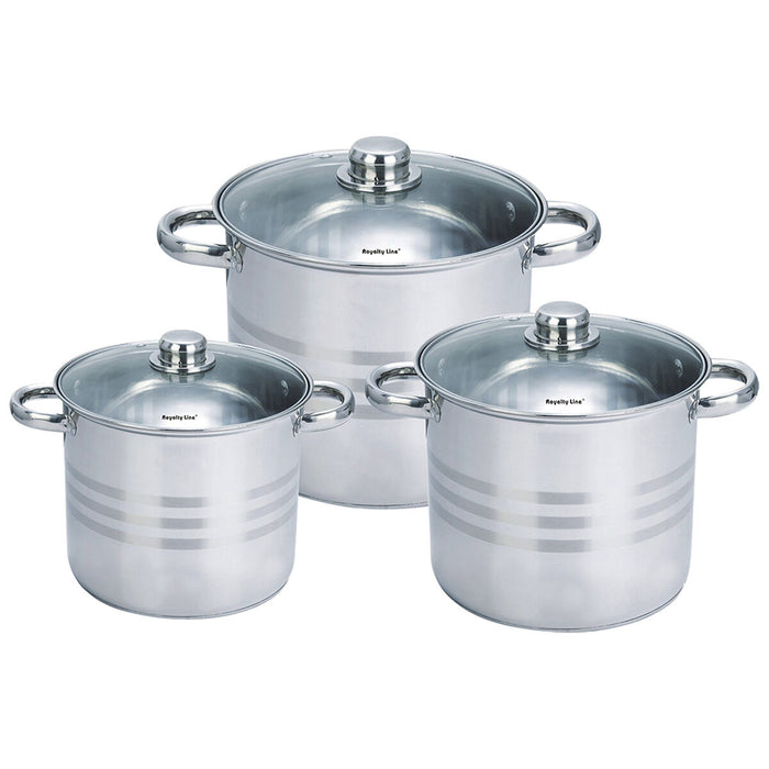 Oală cu Capac de Sticlă Royalty Line SP3 3 Piese