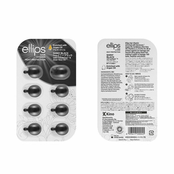 Vitamine Ellips Shiny Black Ulei de Argan Termoprotector Tablete 8 Unități